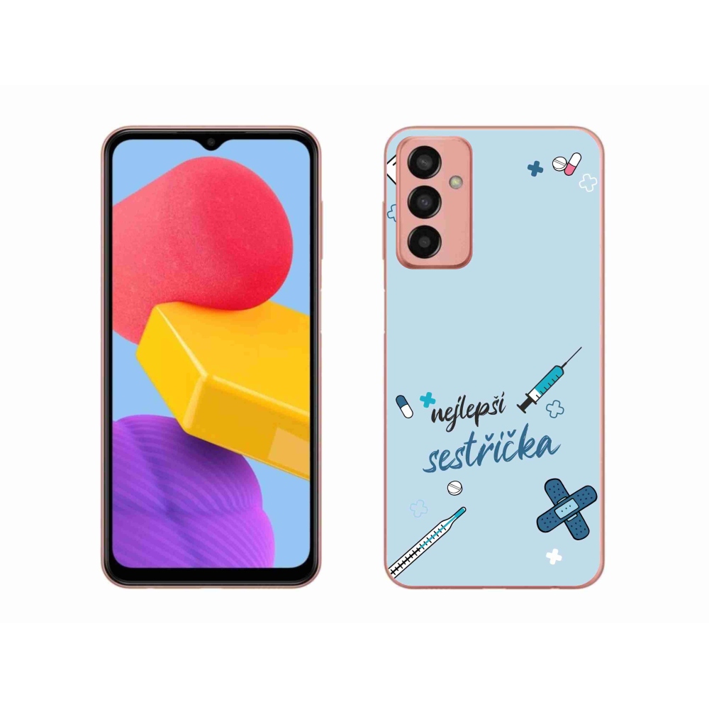 Gelový kryt mmCase na Samsung Galaxy M13 - nejlepší sestřička modré pozadí