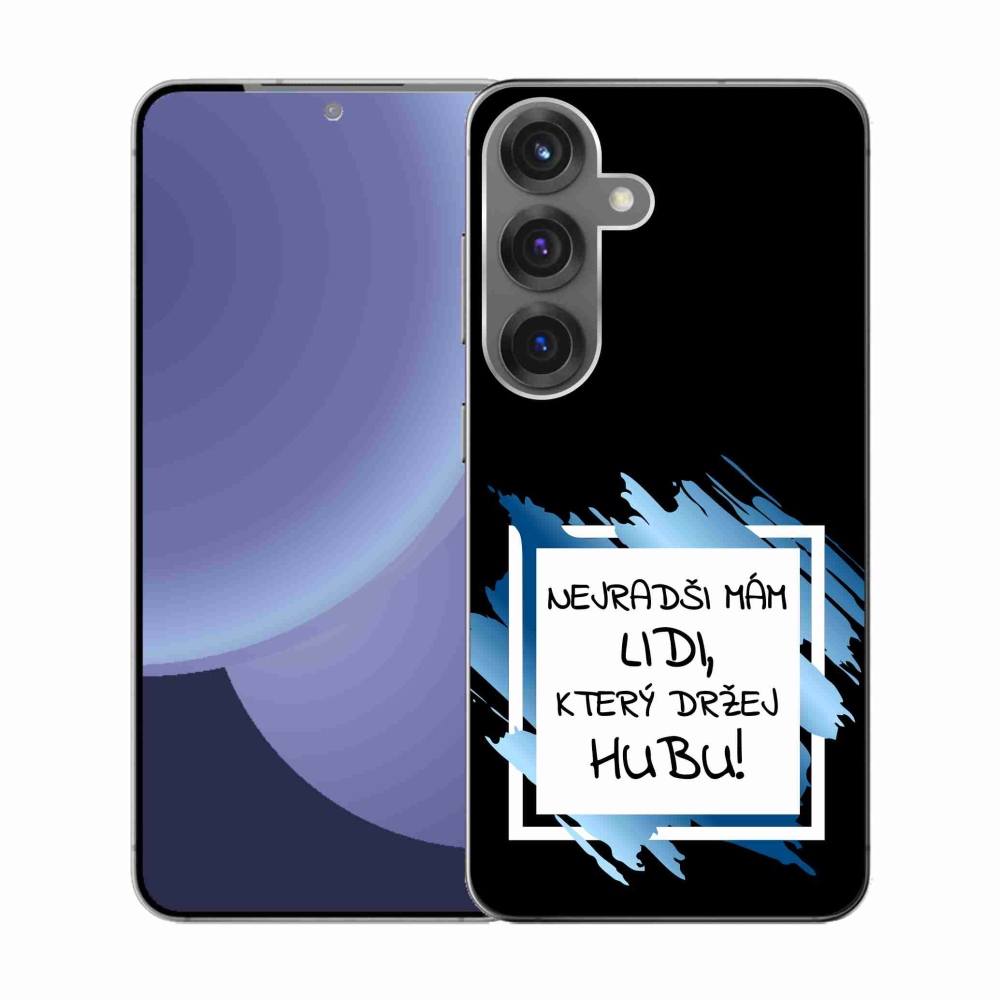 Gelový kryt mmCase na Samsung Galaxy S25 - vtipný text 7 bíločerné pozadí