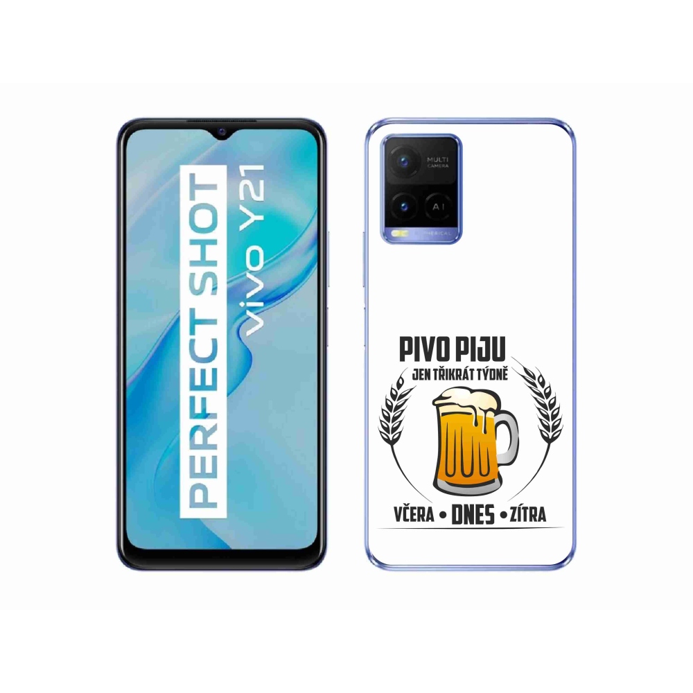 Gelový kryt mmCase na Vivo Y21/Y21s/Y33s - pivní motiv bílé pozadí