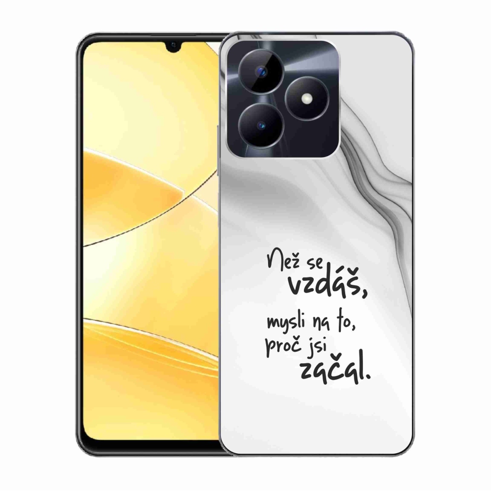 Gelový kryt mmCase na Realme C51/C53 - citát 2 bílé pozadí