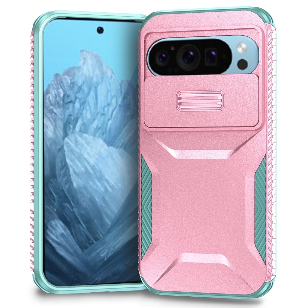 Lid odolný kryt na Google Pixel 9/9 Pro - růžový/modrozelený