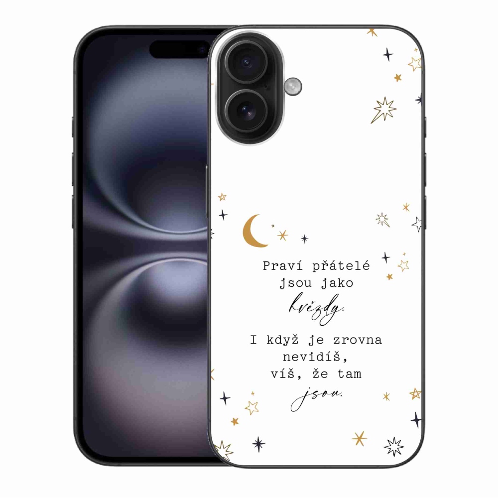 Gelový kryt mmCase na iPhone 16 Plus - citát 6 bílé pozadí