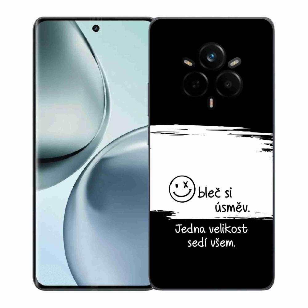 Gelový kryt mmCase na Realme 14 Pro+ 5G - vtipný text 8 bíločerné pozadí