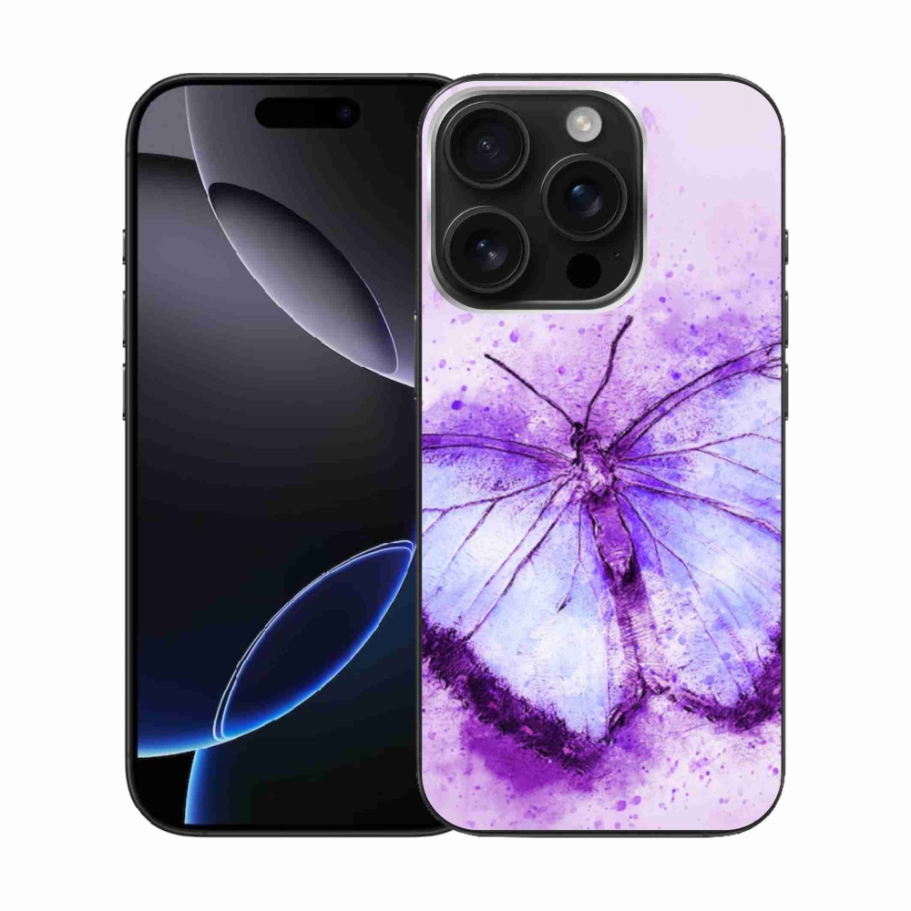Gelový kryt mmCase na iPhone 16 Pro - fialový motýl