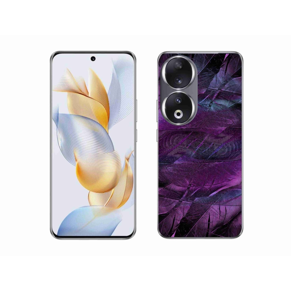 Gelový kryt mmCase na Honor 90 - fialová pírka
