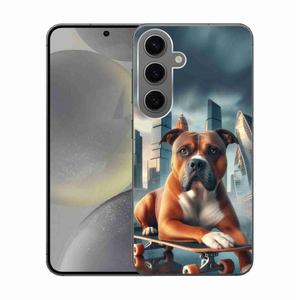 Gelový kryt mmCase na Samsung Galaxy S24 - pes na skateboardu