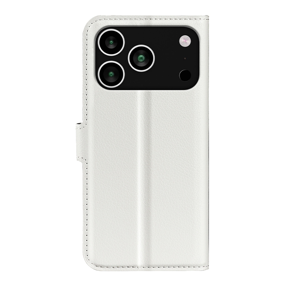 Litchi knížkové pouzdro na iPhone 17 Pro Max - bílé