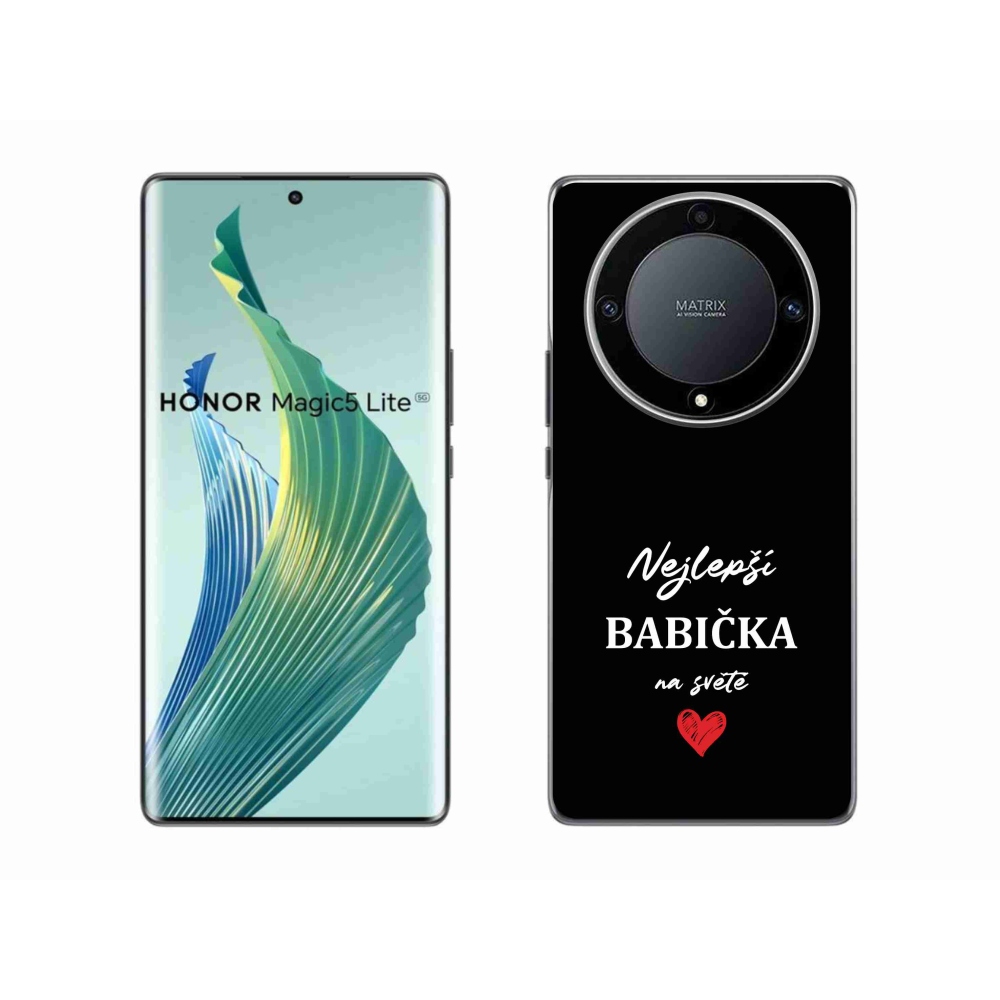 Gelový kryt mmCase na Honor Magic 5 Lite 5G - nejlepší babička 1 černé pozadí