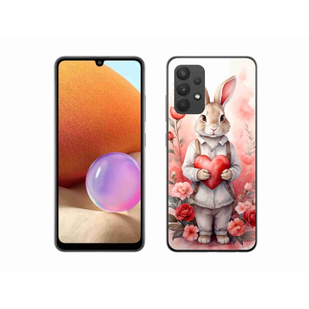 Gelový kryt mmCase na Samsung Galaxy A32 4G - zajíc se srdíčkem