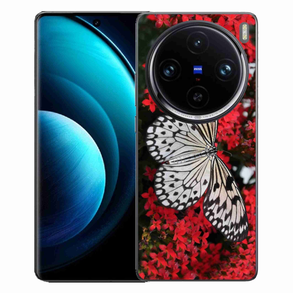 Gelový kryt mmCase na Vivo X100 Pro 5G - černobílý motýl 1