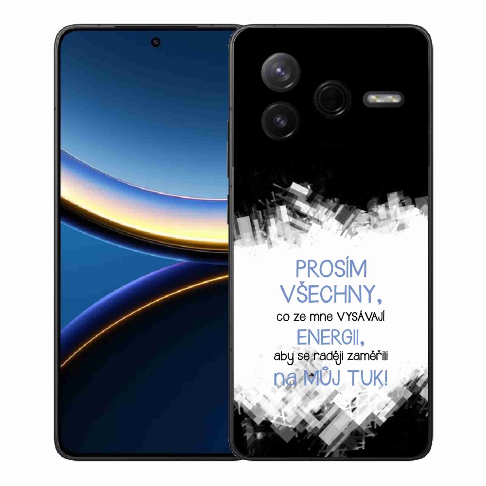 Gelový kryt mmCase na Xiaomi Poco F7 Pro - vtipný text 1 modrý