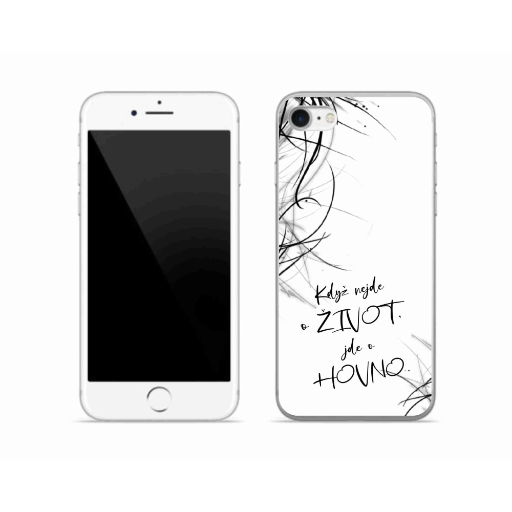 Gelový kryt mmCase na iPhone SE (2022) - vtipný text 16 bílé pozadí
