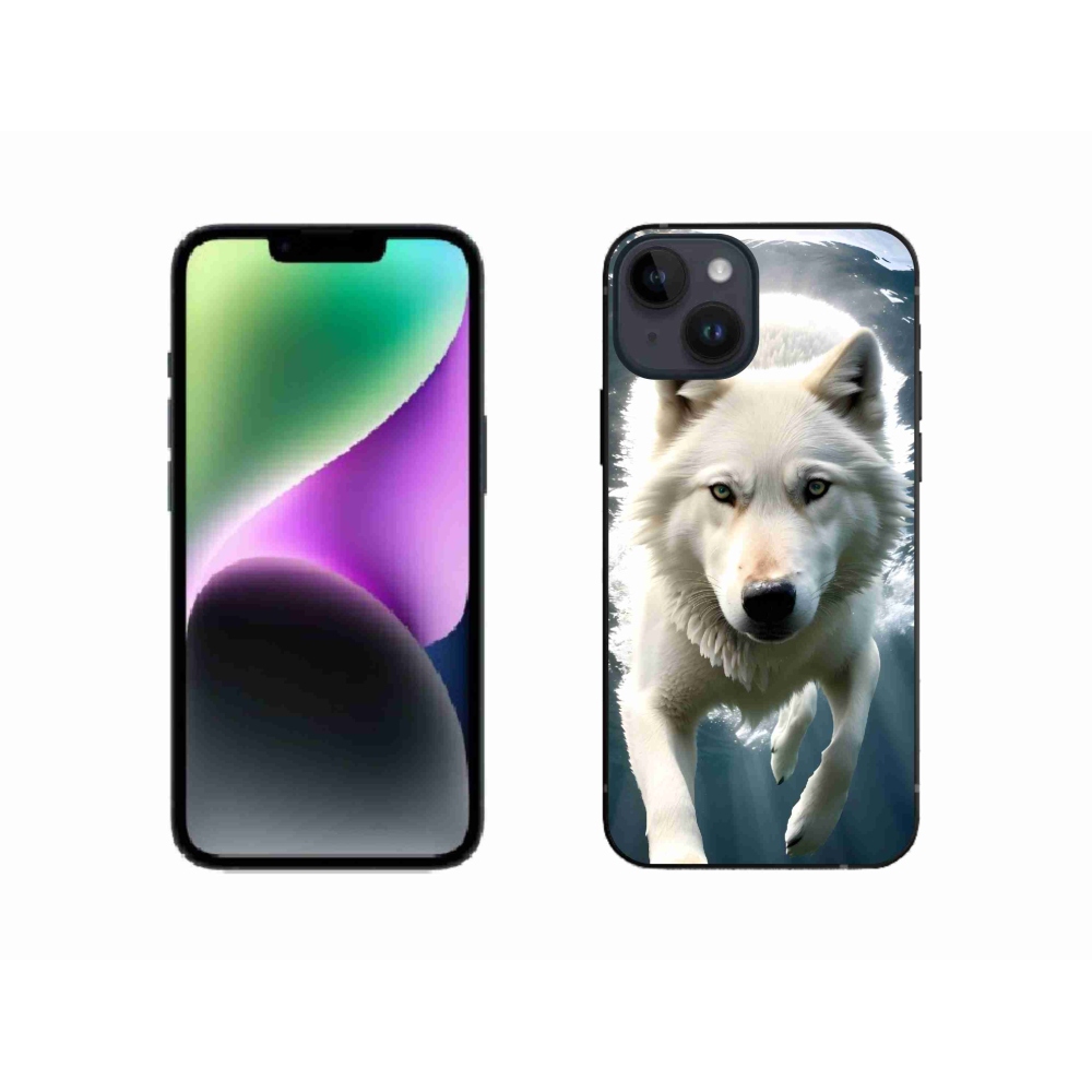 Gelový kryt mmCase na iPhone 14 - bílý vlk