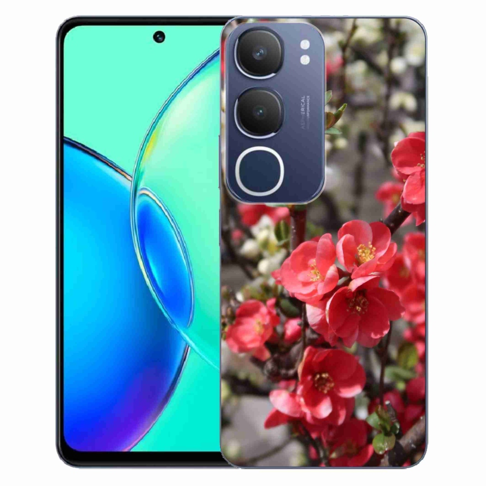 Gelový kryt mmCase na Vivo Y19s - červené květy
