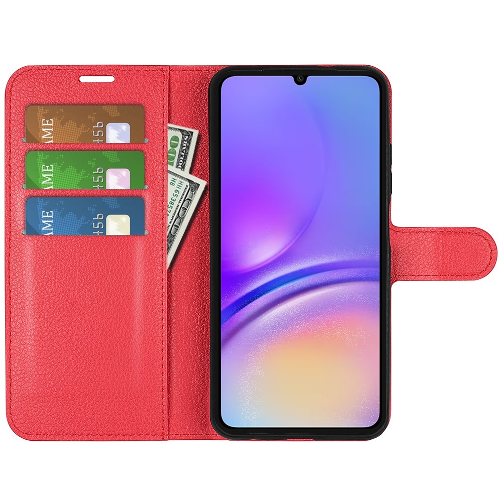 Litchi knížkové pouzdro na Samsung Galaxy A06 4G - červené