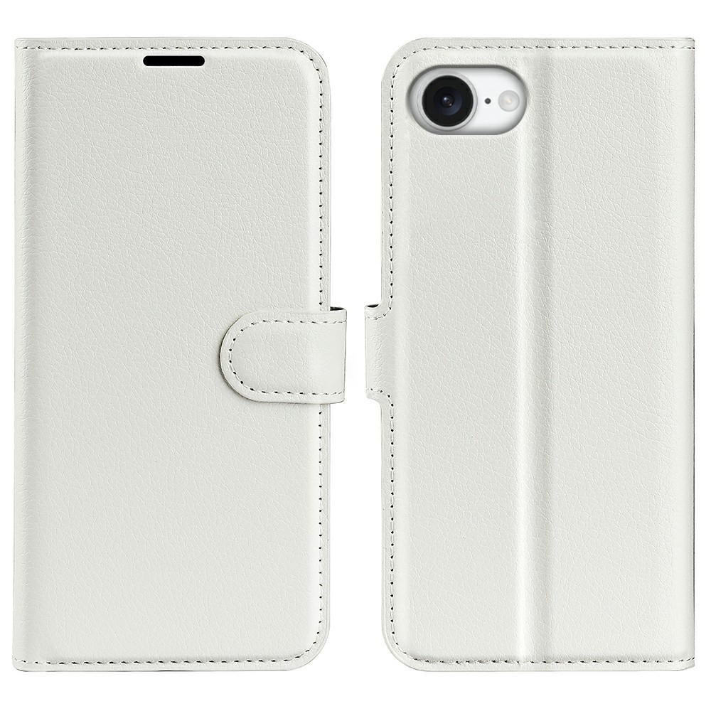 Litchi knížkové pouzdro na iPhone 16e - bílé