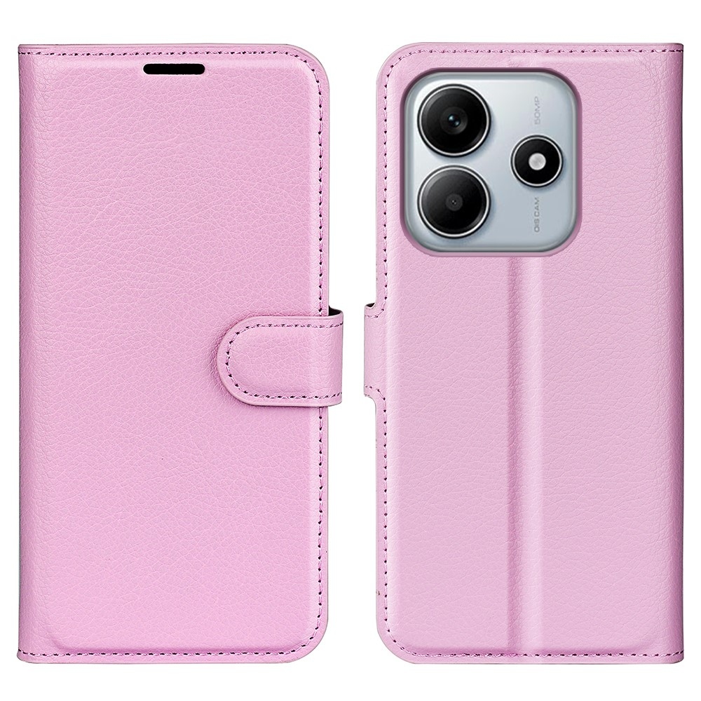 Litchi knížkové pouzdro na Xiaomi Redmi Note 14 5G - růžové