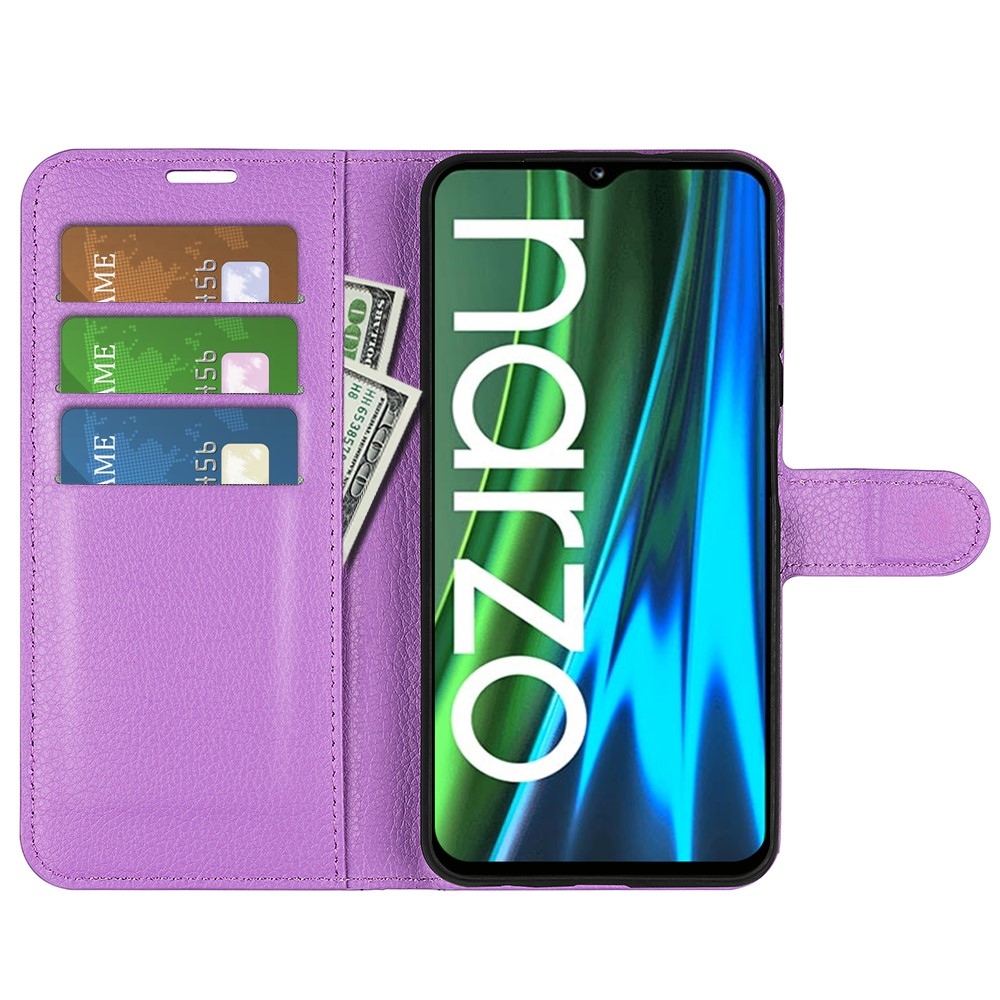 Litchi knížkové pouzdro na Realme Narzo 50i - fialový