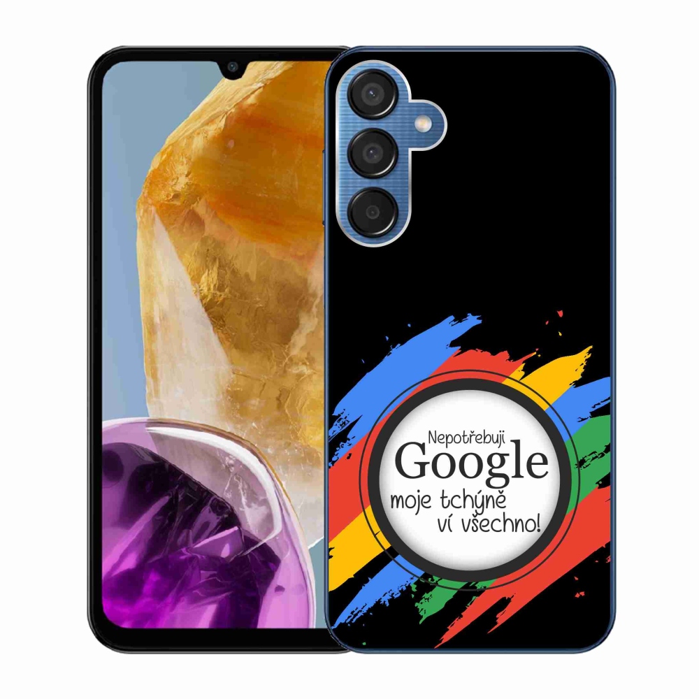 Gelový kryt mmCase na Samsung Galaxy M15 5G - tchýně ví všechno černé pozadí