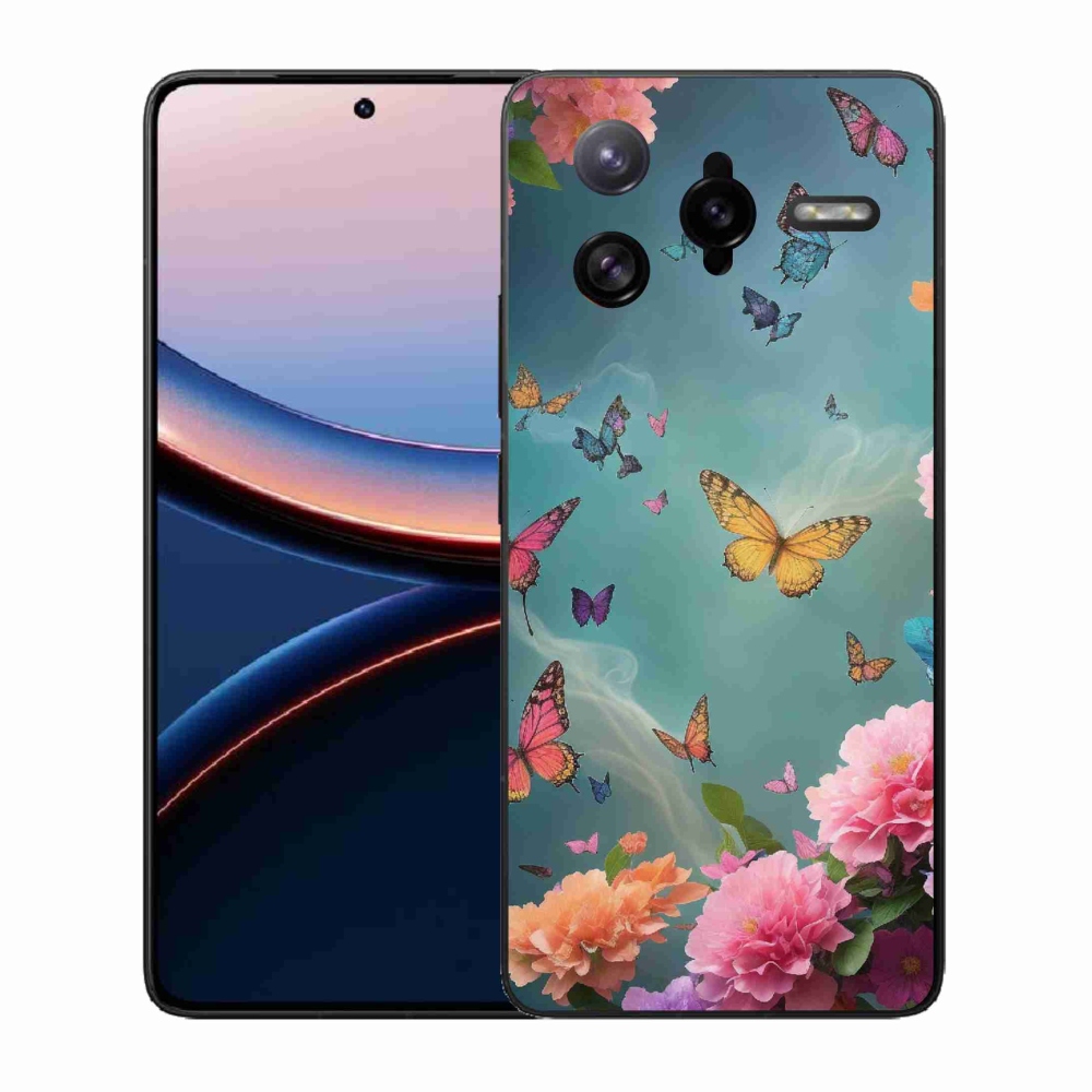 Gelový kryt mmCase na Xiaomi Poco F7 Ultra - barevné květy a motýli