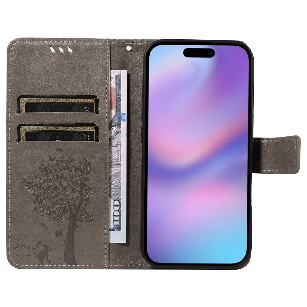 Trees knížkové pouzdro na iPhone 17 - šedé