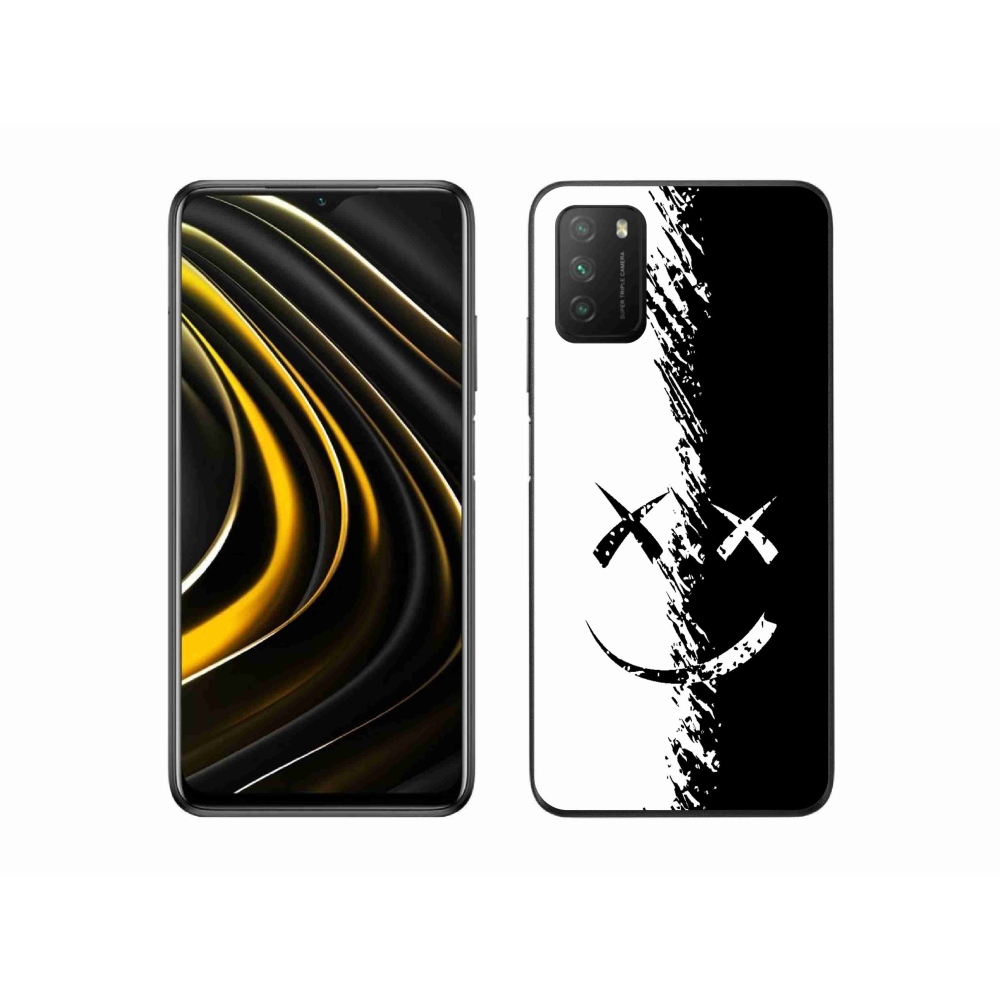 Gelový kryt mmCase na Xiaomi Poco M3 - černobílý smajlík
