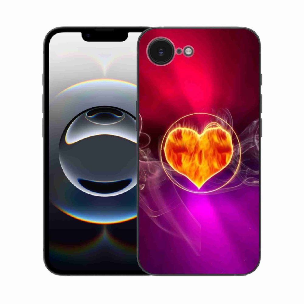 Gelový kryt mmCase na iPhone 16e - ohnivé srdce