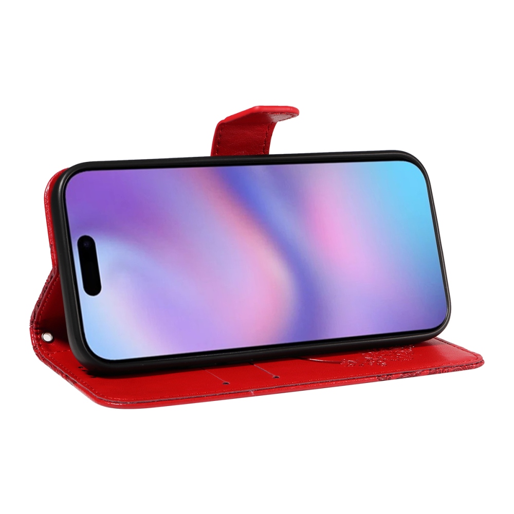 Floral Butterfly knížkové pouzdro na iPhone 17 - červené
