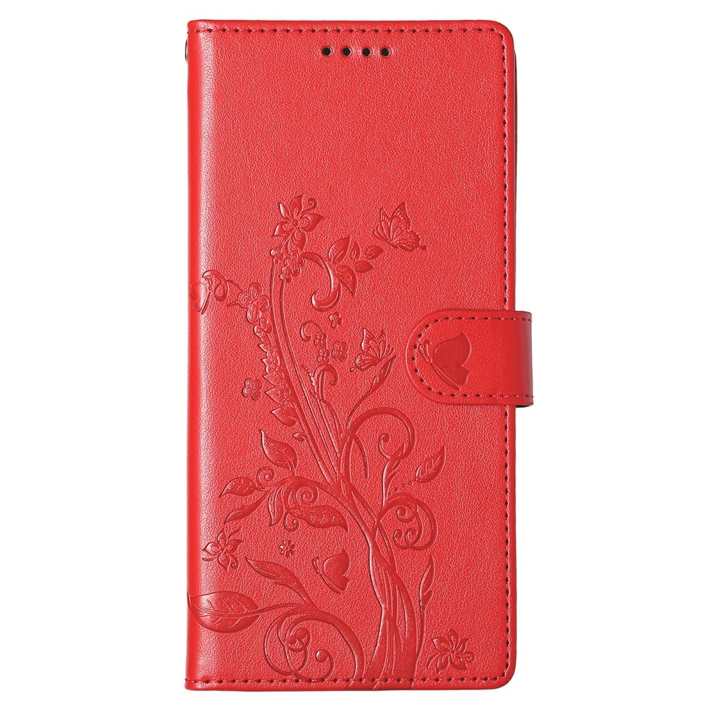 Flowery knížkové pouzdro na Xiaomi Redmi 15 5G (169mm) - červené