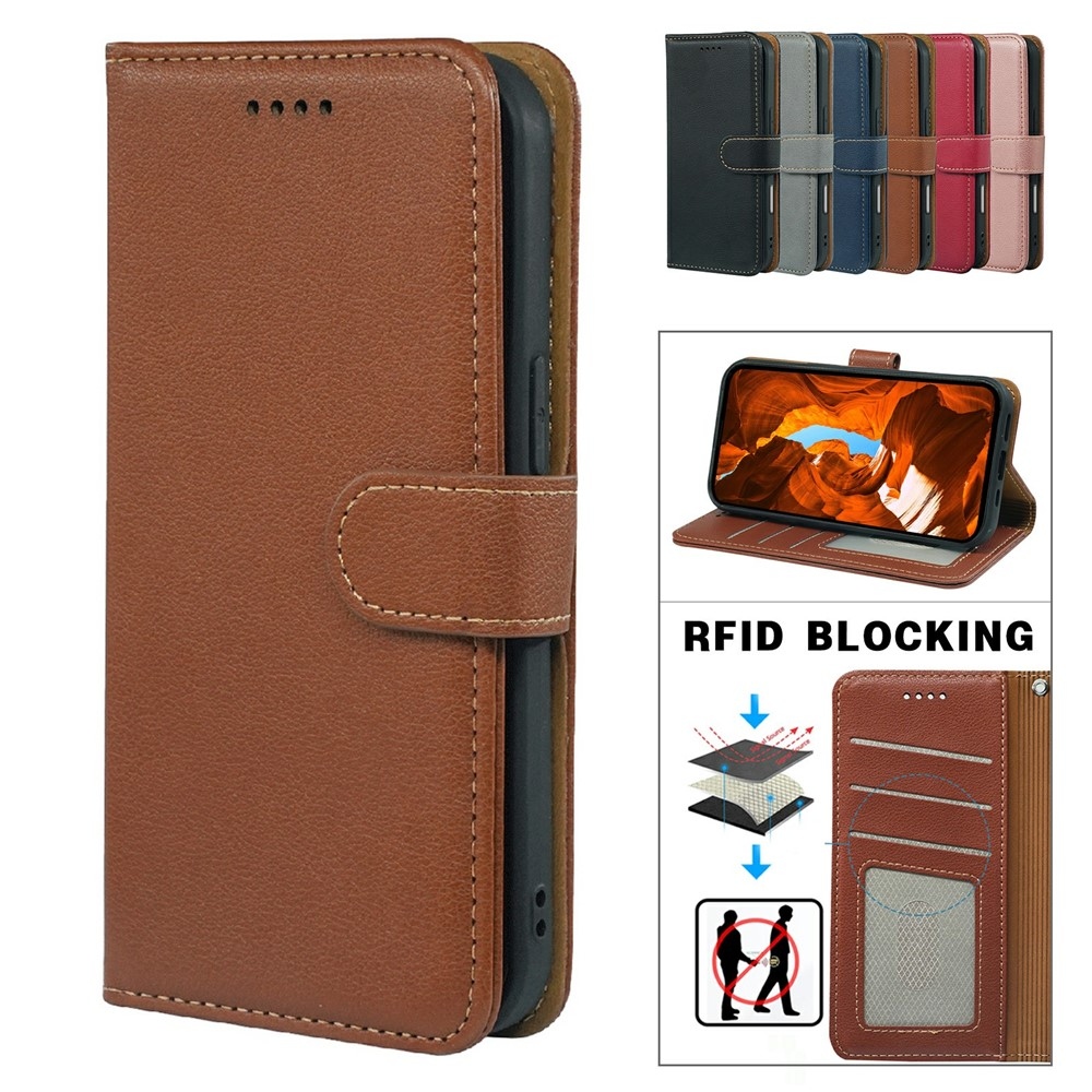 Clasp knížkové pouzdro na Xiaomi Redmi 15 5G (169mm) - hnědé