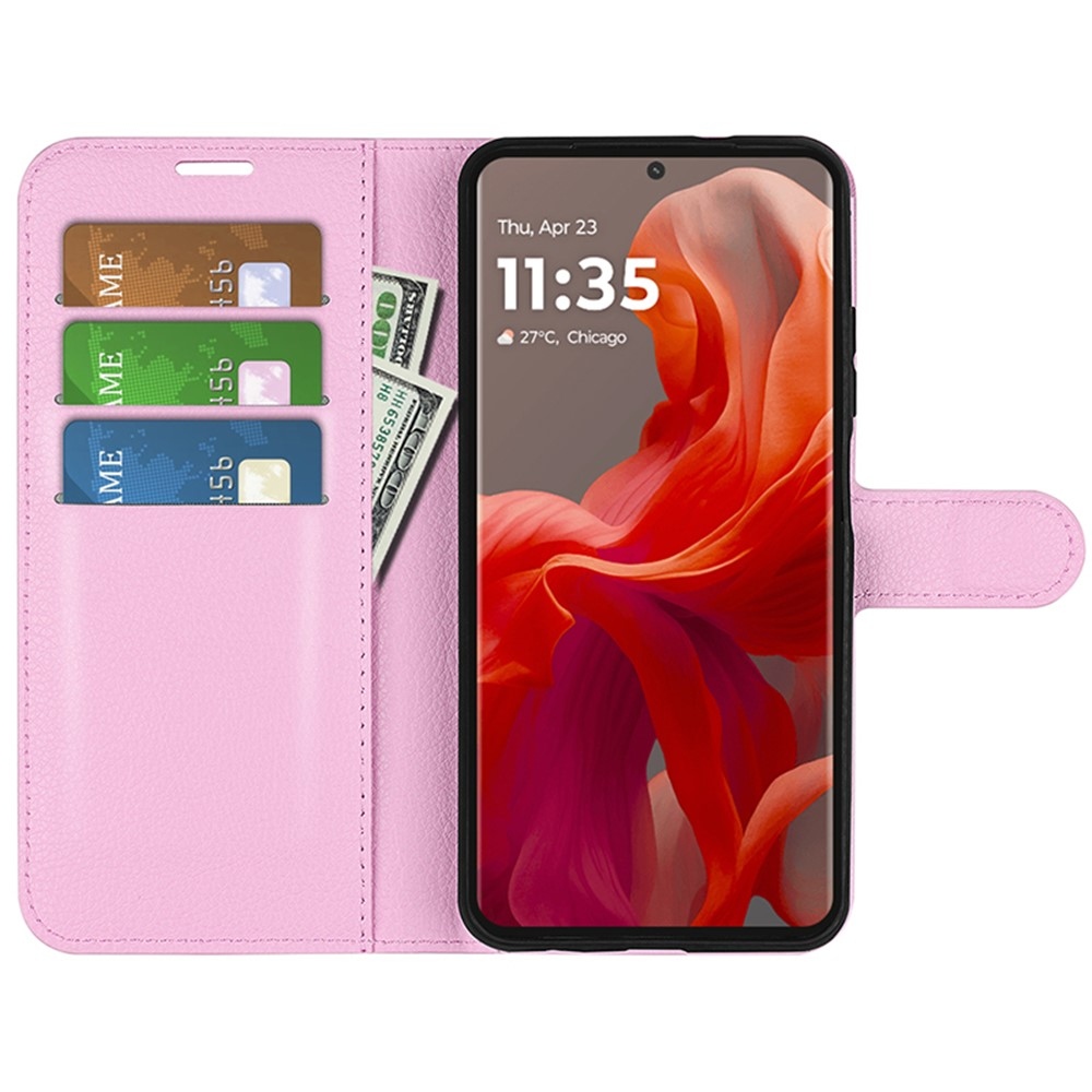 Litchi knížkové pouzdro na Motorola Moto G85 5G - růžové