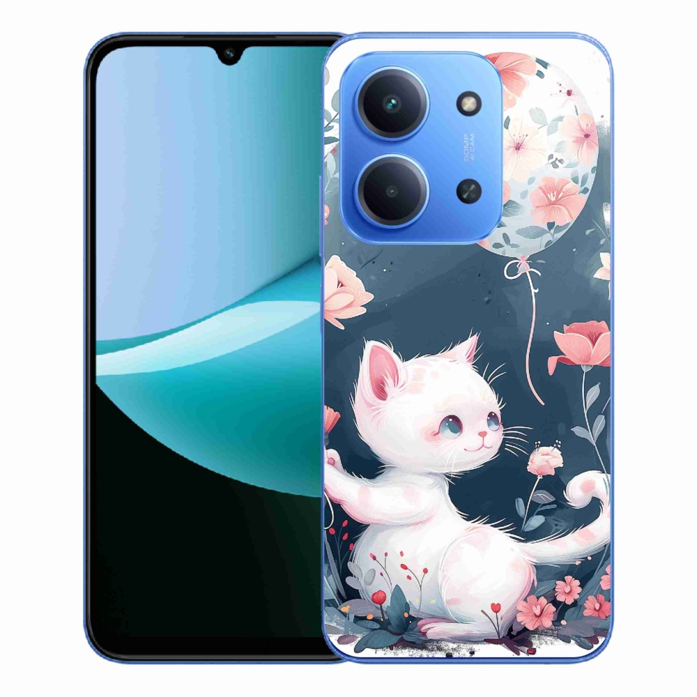 Gelový kryt mmCase na Xiaomi Redmi 15C 4G/5G (173mm) - kotě s balónkem