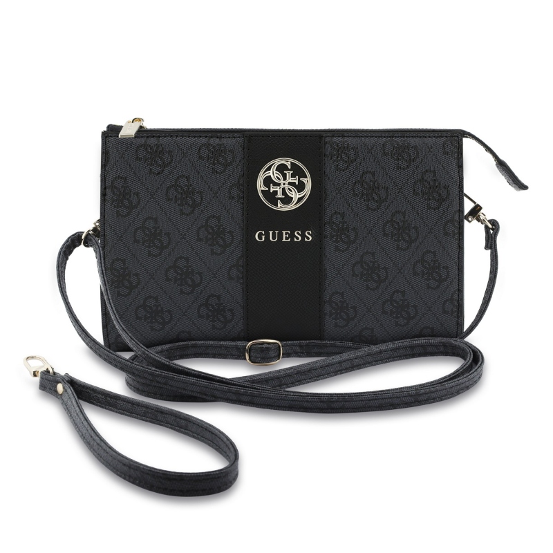 Guess PU 4G Stripe Metal Logo Kabelka na Telefon Black