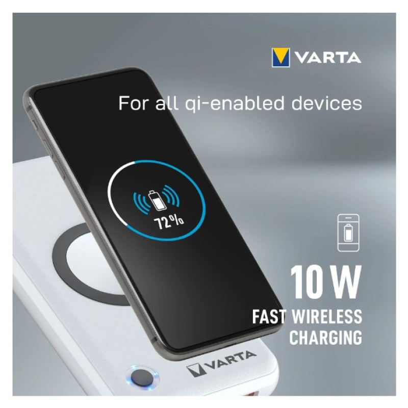 VARTA Portable Bezdrátová Powerbanka 20000mAh Silver