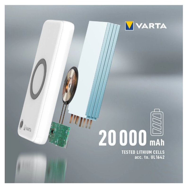 VARTA Portable Bezdrátová Powerbanka 20000mAh Silver