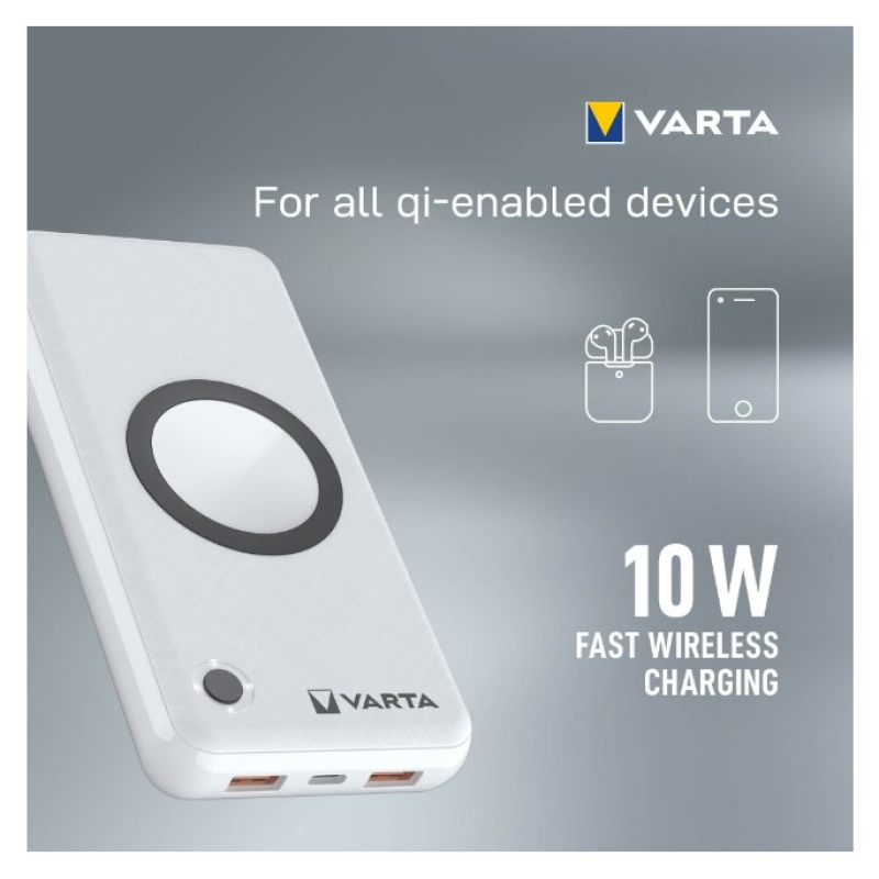 VARTA Portable Bezdrátová Powerbanka 20000mAh Silver
