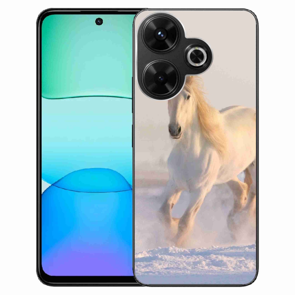 Gelový obal mmCase na Xiaomi Redmi 13 4G/Poco M6 4G - kůň ve sněhu