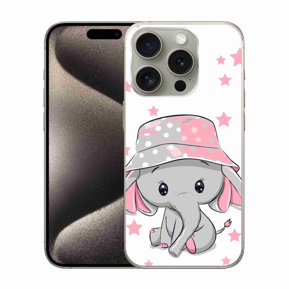 Gelový kryt mmCase na iPhone 15 Pro - růžový slon