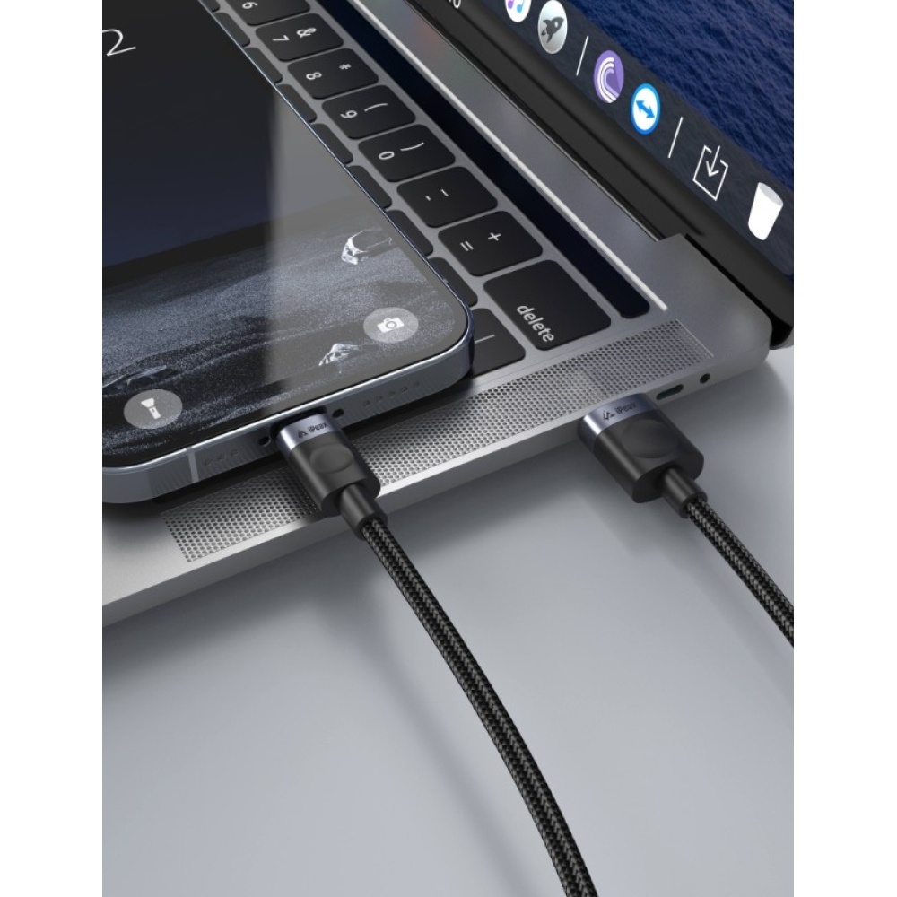 iPEAX Textilní kabel USB-A / lightning 1,5 m, USB 2.0 - černý
