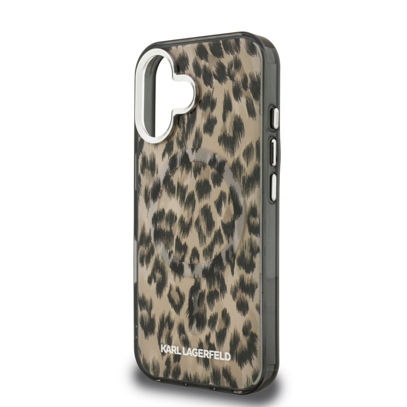 Karl Lagerfeld IML Leopard MagSafe Zadní Kryt pro iPhone 16 Brown