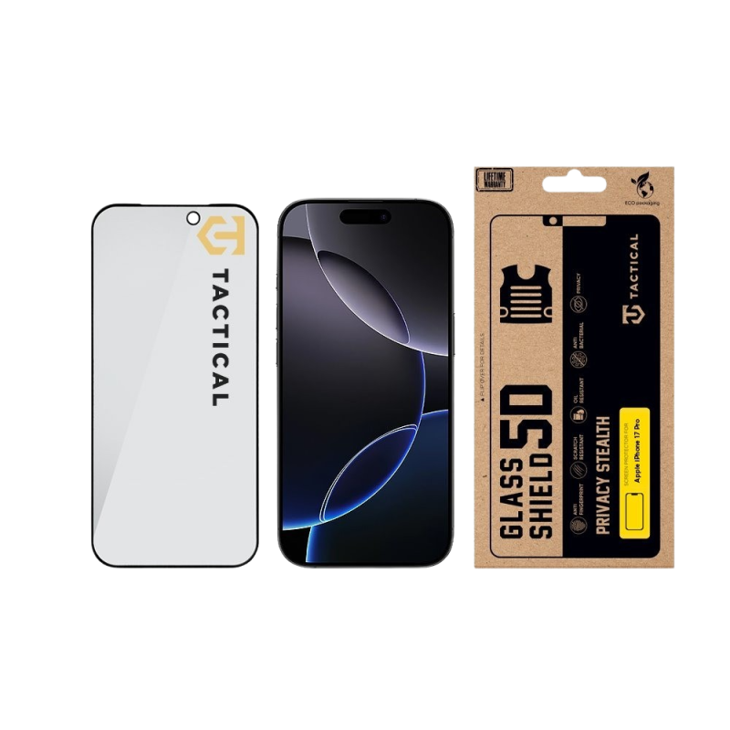Tactical Glass Shield Privacy Stealth 5D sklo pro Apple iPhone 18 Pro Black