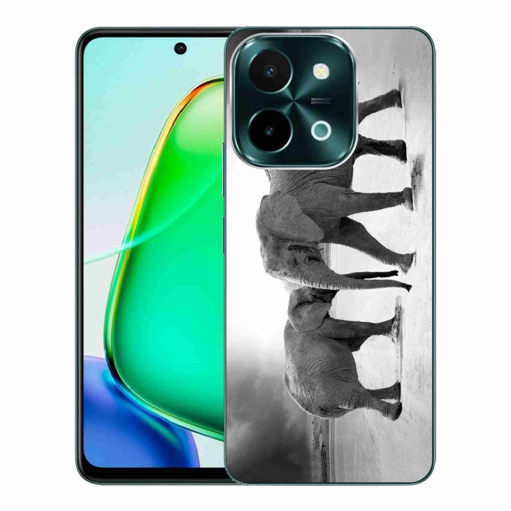 Gelový kryt mmCase na Vivo Y28 - černobílí sloni
