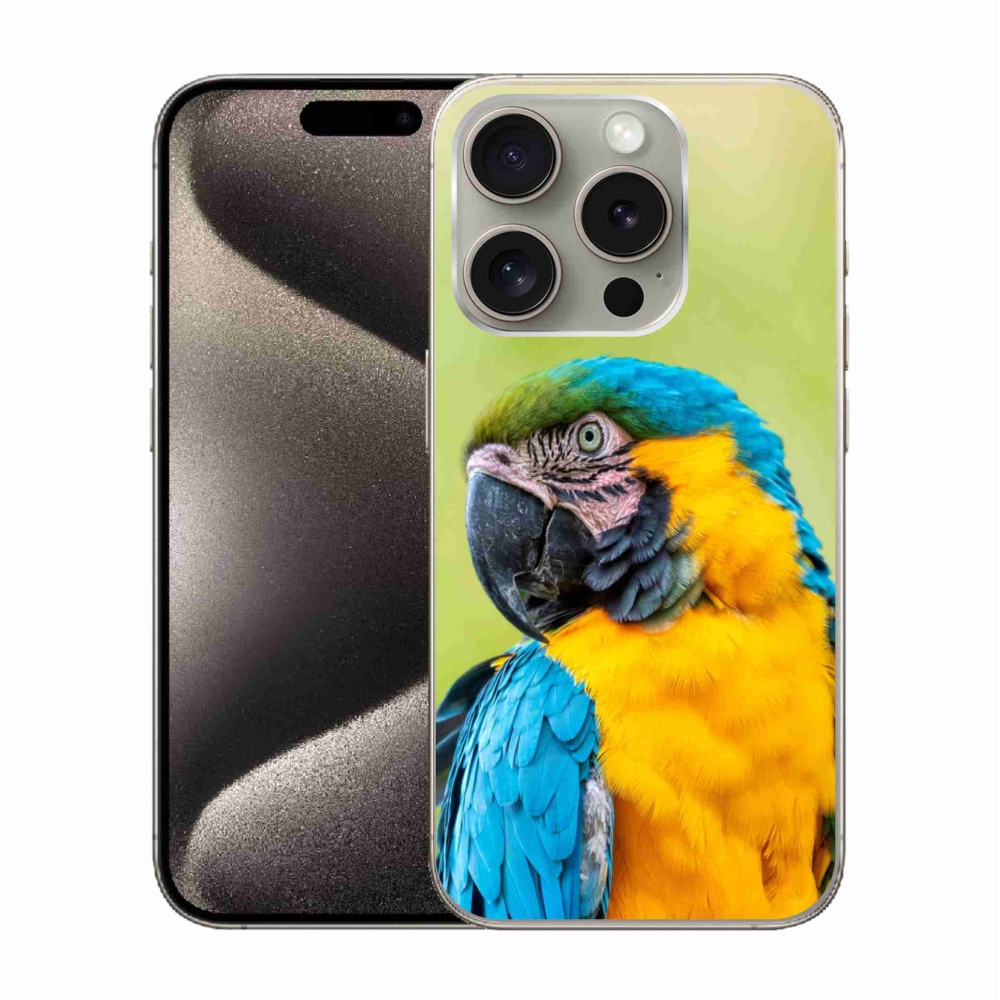 Gelový obal mmCase na iPhone 15 Pro - papoušek ara 2