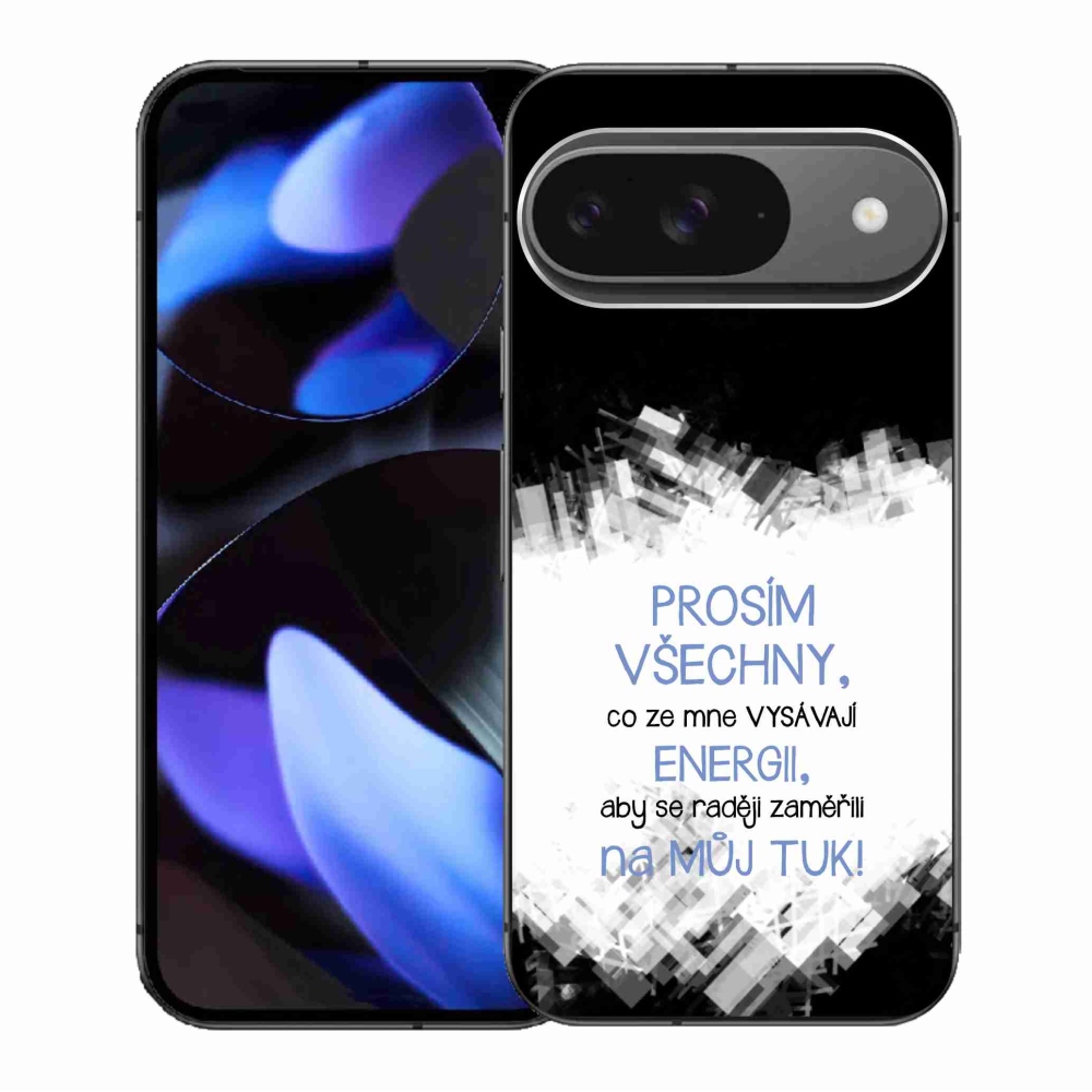 Gelový kryt mmCase na Google Pixel 9/9 Pro - vtipný text 1 modrý