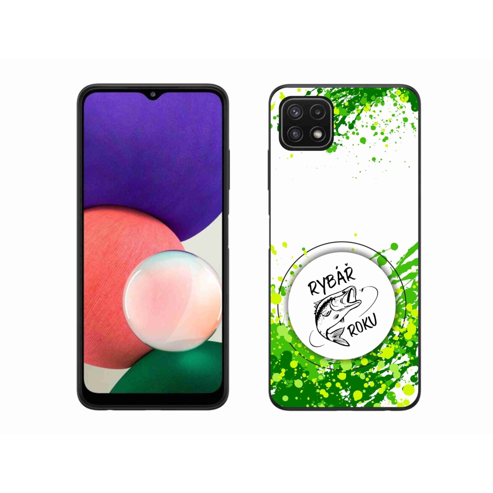 Gelový kryt mmCase na Samsung Galaxy A22 5G - rybář roku bílé pozadí