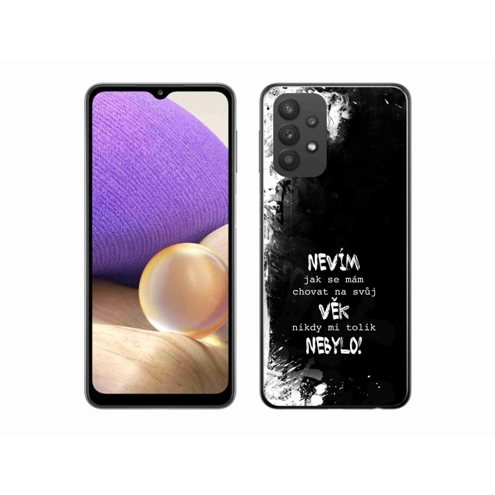 Gelový kryt mmCase na Samsung Galaxy A32 5G - vtipný text 14 černé pozadí