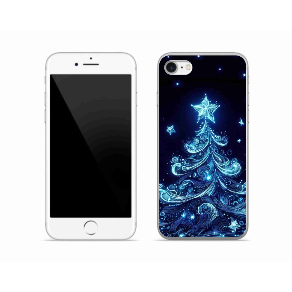 Gelový kryt mmCase na iPhone SE (2020) - neonový vánoční stromek 4