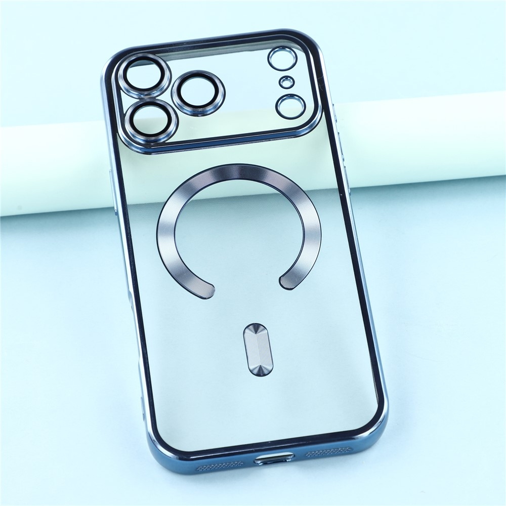 Veins gelový obal s ochranným sklem fotoaparátu na iPhone 18 Pro Max/17 Pro Max - modrý