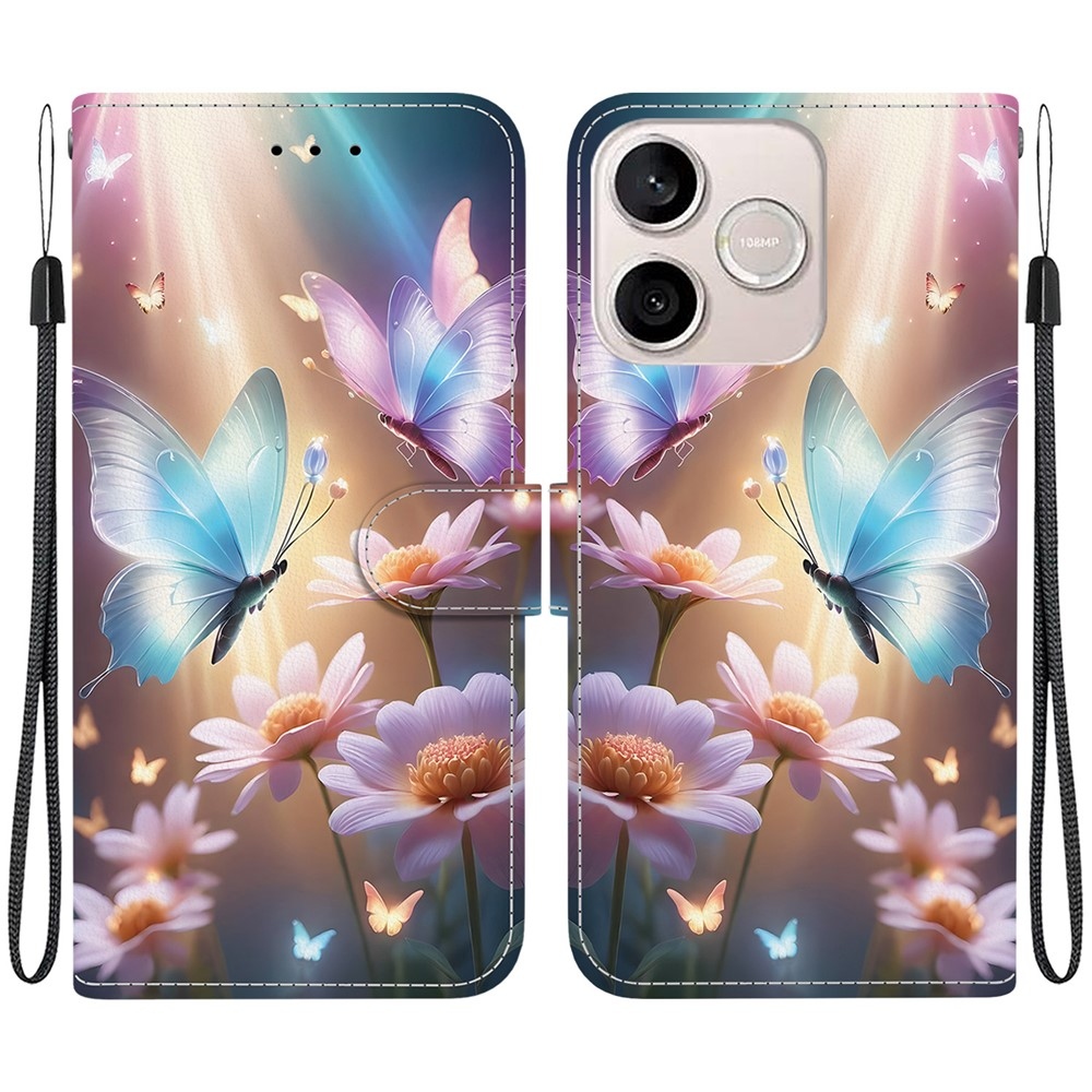 Versatile knížkové pouzdro na Honor 600 Lite 5G - motýli a kopretiny