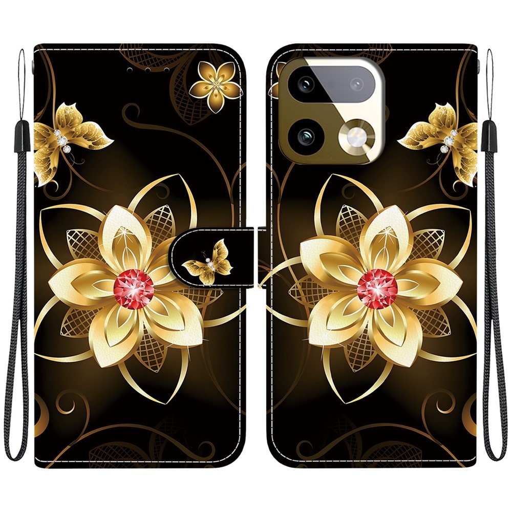 Versatile knížkové pouzdro na Realme 16 Pro+ 5G - zlatý květ